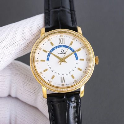 Omega De Ville 28S8-16 Movement Italian Calfskin Leather Strap 39mm 316L Steel Watch